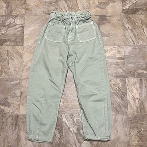 Zara sage color baggy paperbag pants women's size 2